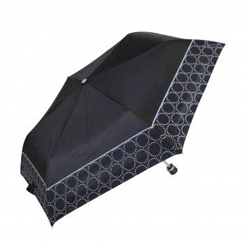 藤田屋 晴雨兼用折りたたみ傘 50cm 晴雨兼用丸手元 サークル ブラック SM-2555(KT)