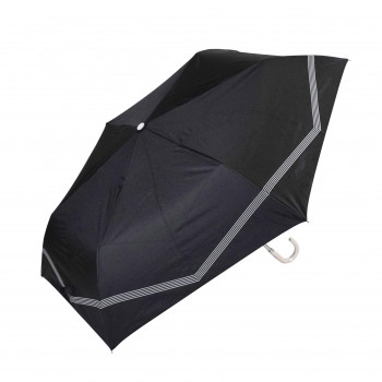 藤田屋 晴雨兼用折りたたみ傘 50cm 晴雨兼用丸手元 ボーダーリボン ブラック SMM-2551(KT)