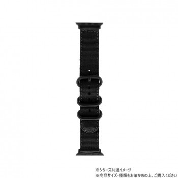 Apple Watch バンド CORVIN 3バックルナイロンバンド ブラック LN-AW49B20BK