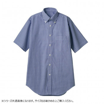 住商モンブラン シャツ 兼用 半袖 ネイビーチェック cm2504-9-L Lサイズ