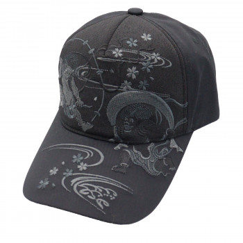 大西賢製販 Ripple 刺繍綿キャップ モノトーン風神雷神 ブラック H32BK-SC03