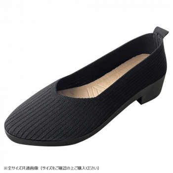 Vカットヒールニットパンプス　Lサイズ(24～24.5cm)　07　BLACK　GSZ2154