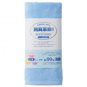 犬飼タオル DEO3LFT 消臭革命 ロングフェイスタオル ブルー