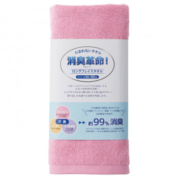 犬飼タオル DEO3LFT 消臭革命 ロングフェイスタオル ピンク