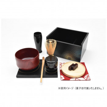 茶道具 お点前セット 遊茶箱 黒柿合(ブラック)・華美