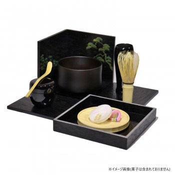 茶道具　お点前セット　喫茶箱　黒掻合(ブラック) ・ 松