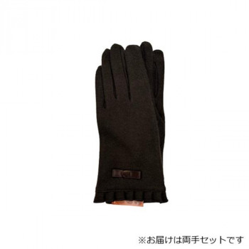 婦人用手袋 アクリルジャージ サテンリボン (スマホ対応) 茶(2) 002352524