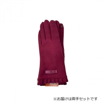 婦人用手袋 アクリルジャージ サテンリボン (スマホ対応) ローズ(1) 002352524