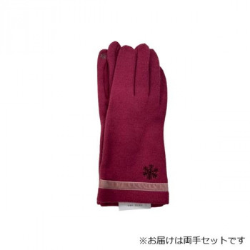 婦人用手袋 アクリルジャージ 刺繍 (スマホ対応) ローズ(1) 002352624