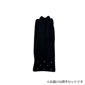 婦人用手袋 アクリルジャージ スパンコール (スマホ対応) 黒(4) 002352724