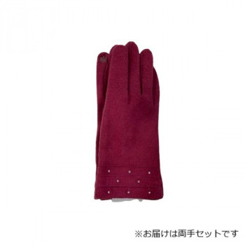 婦人用手袋 アクリルジャージ スパンコール (スマホ対応) ローズ(1) 002352724
