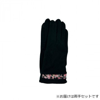 婦人用手袋 アクリル小花柄プリント (スマホ対応) 黒(5) 002355221