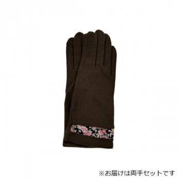 婦人用手袋 アクリル小花柄プリント (スマホ対応) 茶(2) 002355221