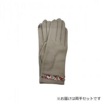 婦人用手袋 アクリル小花柄プリント (スマホ対応) ベージュ(1) 002355221