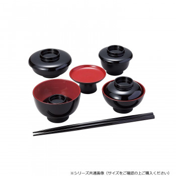 仏膳用お椀セット 箸付 4.5寸・5.0寸・5.5寸用 黒(内朱) 43042h0400011