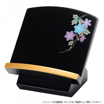 座り見台 (木製) 3.0寸 黒(フチ金) 蒔絵 鉄仙 5802300226031