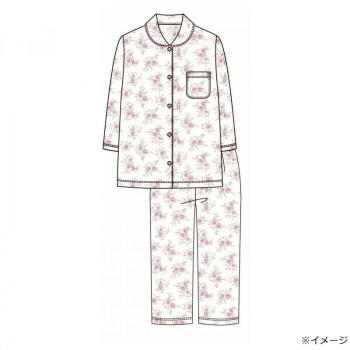 ギャルソンヌ　レディスパジャマ　ブライトストライプ　中花柄シャツ　7分袖　ピンク　161596　Mサイズ