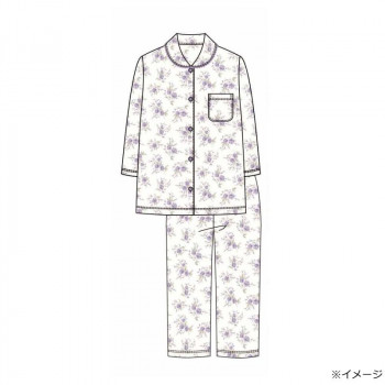 ギャルソンヌ　レディスパジャマ　ブライトストライプ　中花柄シャツ　7分袖　パープル　161596　Mサイズ