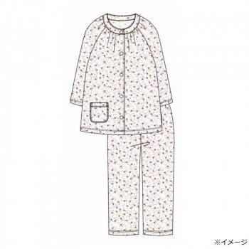 ギャルソンヌ　レディスパジャマ　ブライトドット　小花ペイズリー柄　7分袖　アカ　161686　Mサイズ
