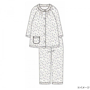 ギャルソンヌ　レディスパジャマ　ブライトドット　小花ペイズリー柄　7分袖　ネイビー　161686　Mサイズ