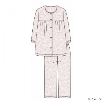 ギャルソンヌ　レディスパジャマ　綿100％　天竺　花ペイズリー柄　切り替え　なし7分袖　ピンク　161036　Lサイズ
