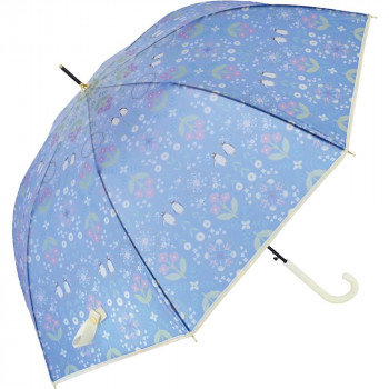 三国 60cm ジャンプ式 雨傘 TPU-Umbrella 花文様 ペンギン ブルー S5521608
