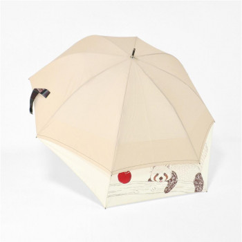 三国 60cm バックスライド傘 ジャンプ式 レッサーパンダ ベージュ S1913915
