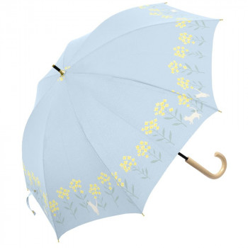 三国 50cm 裏黒PUコーテイング 手開き 晴雨兼用傘 nanohana ライトブルー S1521071