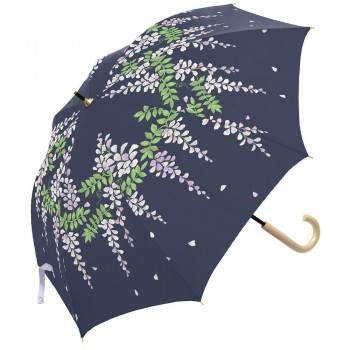 三国 50cm グラスファイバー骨 裏黒PUコーテイング 手開き 晴雨兼用傘 ウィステリア ネイビー S1520904