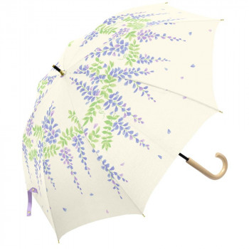 三国 50cm 裏黒PUコーテイング 手開き 晴雨兼用傘 ウィステリア オフ白 S1520901