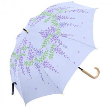三国 50cm 裏黒PUコーテイング 手開き 晴雨兼用傘 ウィステリア アイスブルーS1520979