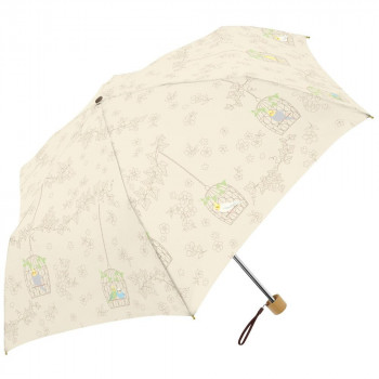 三国 50cm 裏黒コーテイング 晴雨兼用耐風楽ミニ傘 インコと鳥かごmini アイボリーS2520524