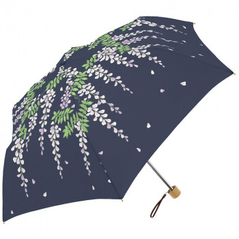 三国 50cm 裏黒コーテイング 晴雨兼用耐風楽ミニ傘 ウィステリアmini ネイビー S2520904