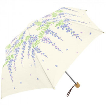 三国 50cm 裏黒コーテイング 晴雨兼用耐風楽ミニ傘 ウィステリアmini オフ白 S2520901