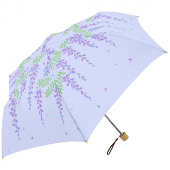三国 50cm 裏黒コーテイング 晴雨兼用耐風楽ミニ傘 ウィステリアmini アイスブルー S2520979