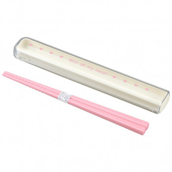 オーエスケー ハート 引フタ箸箱セット(16.5cm) HS-11 ピンク