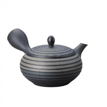 宝龍黒平型二色千段帯網 急須 Y539
