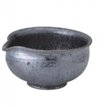 片口抹茶碗黒結晶釉 Y4196