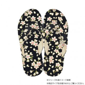 大西賢製販 Ripple  和柄サンダルレディース(M) 桜 黒 WS27-L02M