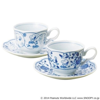 金正陶器 スヌーピー藍唐草 ペアC/S 630742