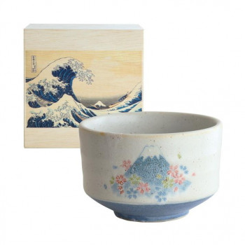 茶楽JAPAN　桜富士　抹茶碗  木箱青波 MW-1860