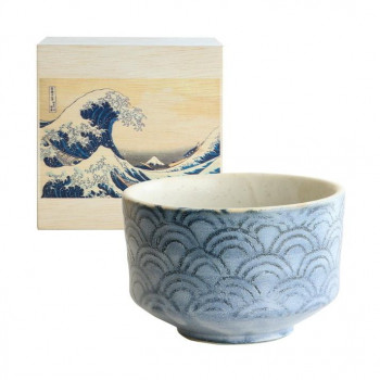 茶楽JAPAN　青海波　抹茶 碗  木箱青波 MW-1862