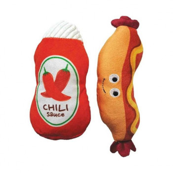 ウィルインターナショナル 犬用おもちゃ ホットドッグ＆チリソース (2個セット) WL2990