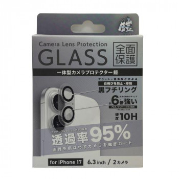 TMFW iPhone 一体型カメラガラスアクリルフィルム アンチリクレクション ブラック TM-IP17-CAR05BK