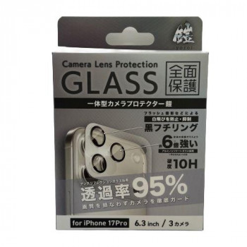 TMFW iPhone 一体型カメラガラスアクリルフィルム アンチリクレクション ブラック TM-IP17P-CAR05BK