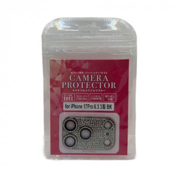 TMFW iPhone カメラガラスプロテクター キラキラ ブラック TM-IP17P-CP04BK