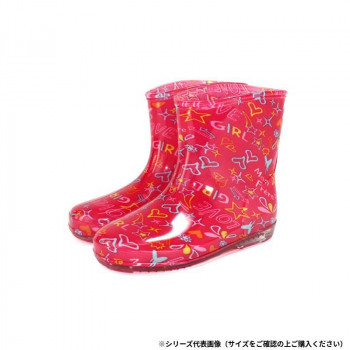 阪神素地 KB7008 キッズレインブーツ 16cm ガーリーピンク