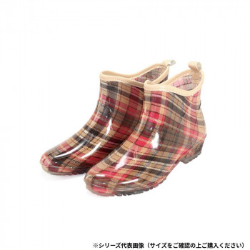 阪神素地 LB8307 婦人ガーデニングショートレインブーツ L チェックローズ