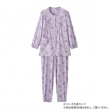 ケアファッション ワンタッチのびのびストレッチパジャマ (婦人) パープル 3L 80034115