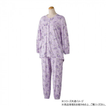 ケアファッション 大きめボタンのびのびストレッチパジャマ (婦人) パープル M 80034211